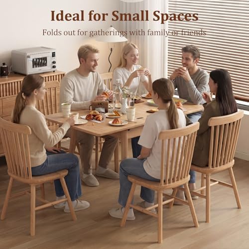 Solid Wood Small Dining Table, 23.6"L-47.2"L Expandable Kitchen Table - Image 4