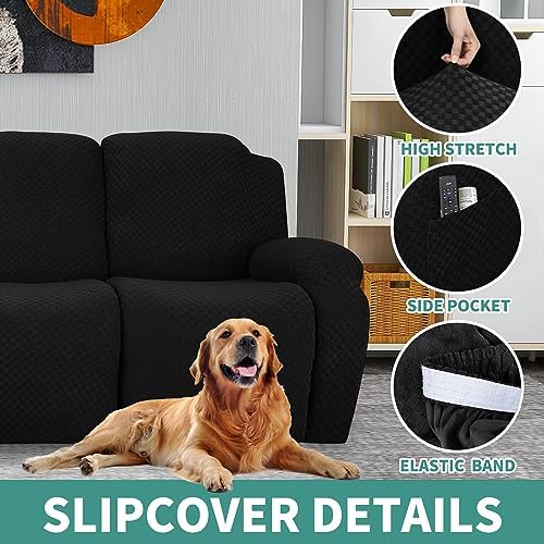 YEMYHOM 8 Pieces Stretch Recliner Sofa Cover Latest Jacquard Reclining Couch - Image 4