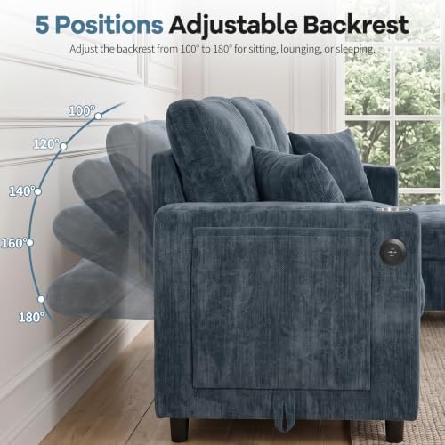81”Pull Out Sofa Bed, L Shaped Sleeper Sofa - Image 4
