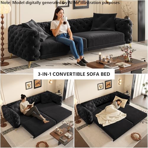 97.7'' Chesterfield Sleeper Sofa King Size - Image 3