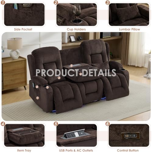 TUNYI Wall Hugger Loveseat Recliner Sofa - Image 6