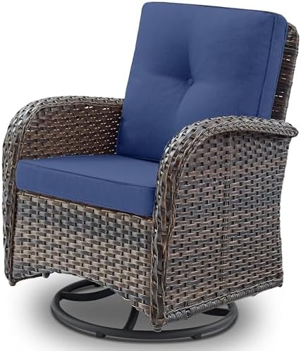 Belord Patio Furniture Swivel Glider PE Wicker Chairs, Outdoor Swivel Rocker by Belord