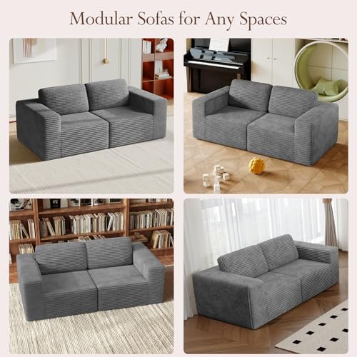 Vesgantti 80" Modular Sectional Sofa, Corduroy Cloud Couch - Image 3