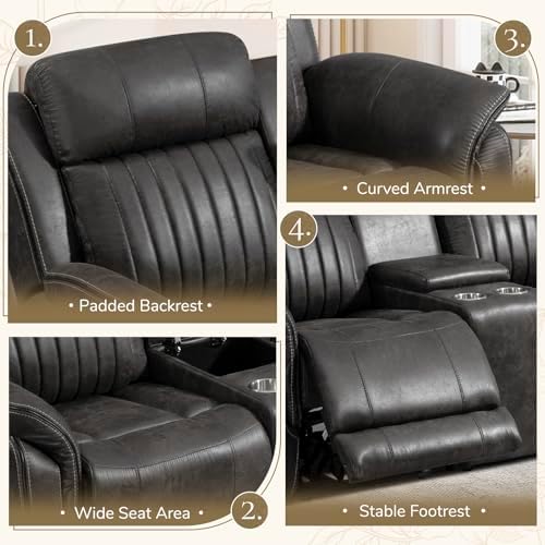 Power Reclining Sofa Set with Adjustable Headrest, Zero Gravity Electric - Image 5