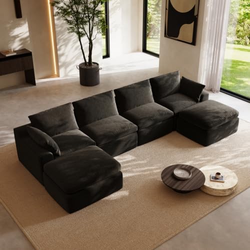 Novilla 133.8" Modular Cloud Couch, Modern Sectional Sofa by Novilla
