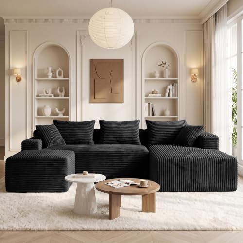 Boneless Couch, U-Shape Corduroy Sectional Sofa - Image 5