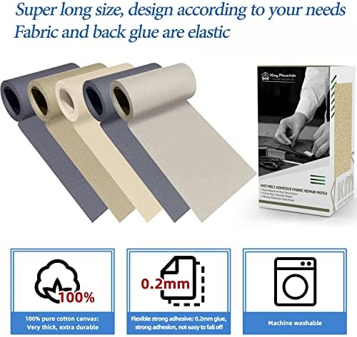 KING MOUNTAIN Canvas Iron on Patch, Waterproof 100% Cotton Fabric Repair Patch - Image 3