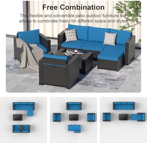 7PCS Patio Furniture Set, Outdoor Furniture All Weather Balcony Furniture - Image 6