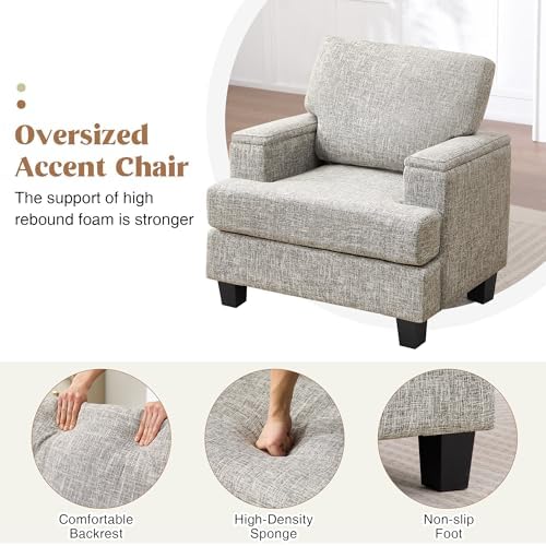 Accent Chair with Armrest Storage, Modern Upholstered Reading Living Room Chairs - Image 6