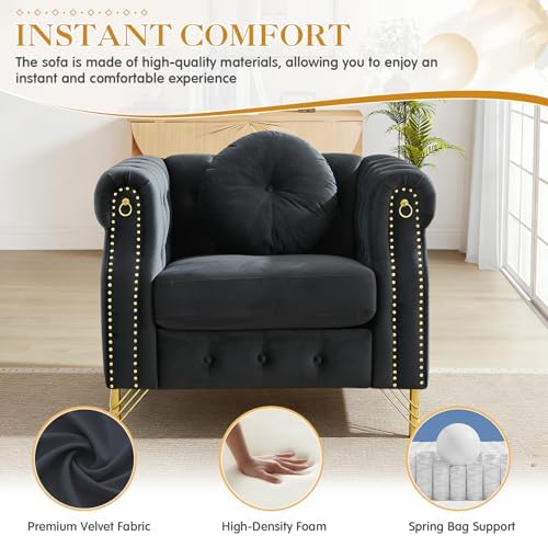 JEEOHEY Mid Century Modern Chesterfield Sofa Chair, Upholstered Button Tufted - Image 6