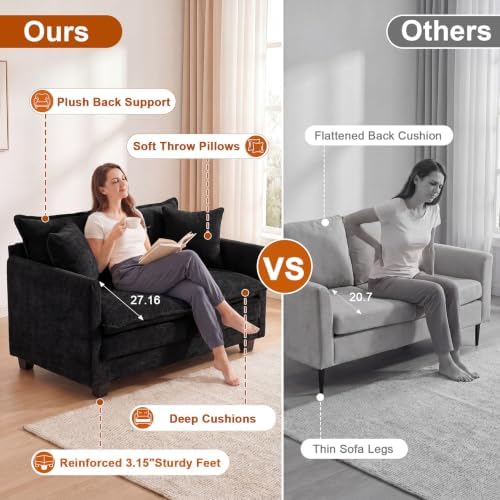 50'' Loveseat Sofa Set, Small Couch Set 2 Piece Cloud Love Seat - Image 4