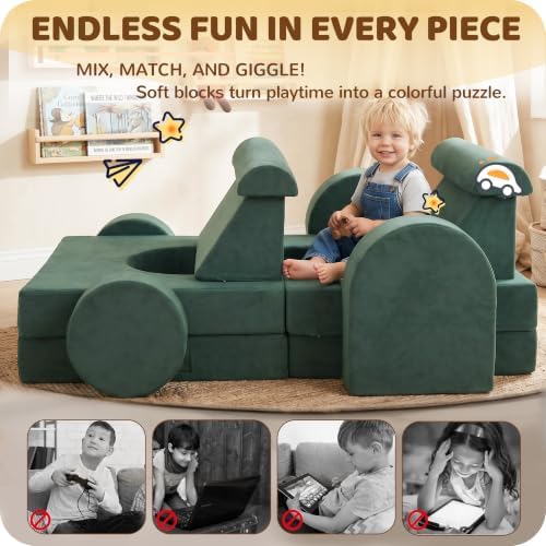 12Pcs Midular Kids Play Couch, Convertible Toddler Couch - Image 3