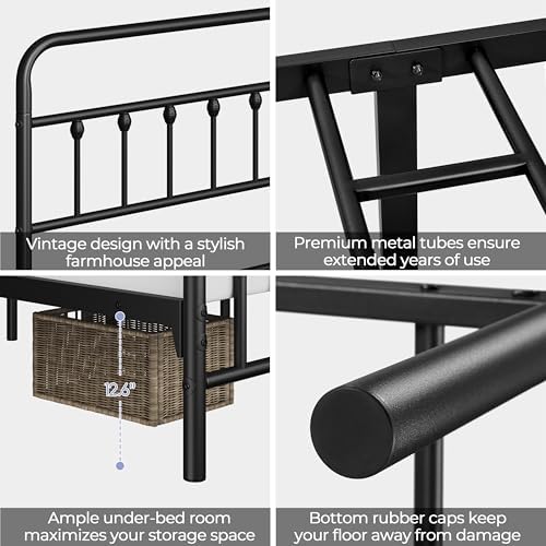 Yaheetech Cal King Metal Platform Bed Frame Victorian Headboard & Footboard - Image 5