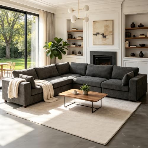 Oversized Modular Sectional Sofa, Dark Grey by Atrtivoent