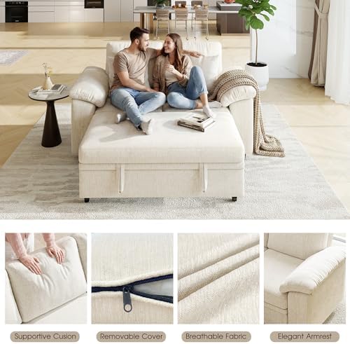 WorthFurni 61” Pull Out Couch, 2 in 1 Sleeper Sofa Bed - Image 6