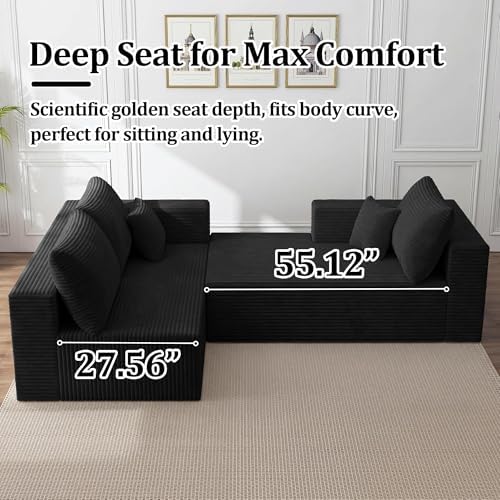 92.5" Modular Sectional Sofa, L-Shaped Cloud Couch - Image 5