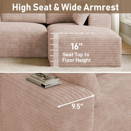 ONEMMLION 96" L-Shaped Cloud Boneless Couch Sofa - Image 3