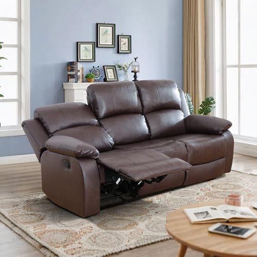 2 Piece Manual Reclining Leather Sofa Set, Reclining Couch Sofa Set Includes 3 - Image 6