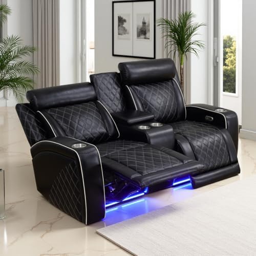 Power Recliner Loveseat, Living Room Furniture Sets, Breathing Leather by LYfurniture