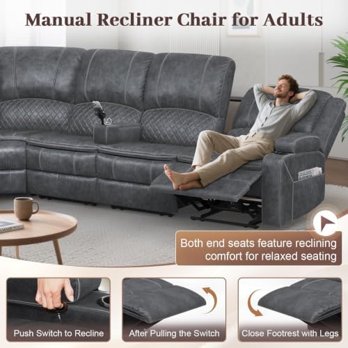 7 Seater Reclining Sofa Set, Modern Living Room Couch Set - Image 3