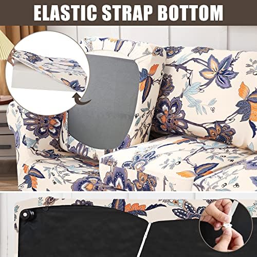 SearchI Stretch Sofa Cover Printed Couch Cover, Floral Pattern 4 Pieces Sofa - Image 4