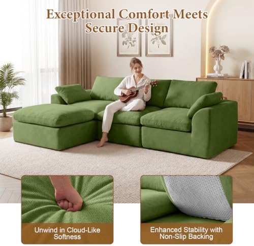 108" Cloud Sectional Couches for Living Room, Oversized Boneless Modular L - Image 4