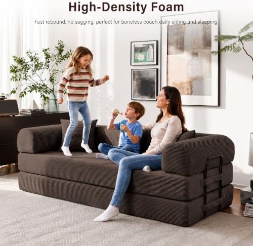 79" Convertible Sofa Bed, Boneless Sleeper Futon Couch - Image 2