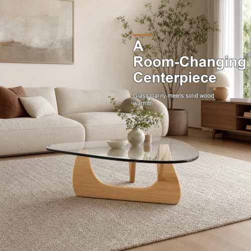 EASYSOUL 44.88-Inch Mid-Century Modern Triangle Glass Coffee Table - Image 4