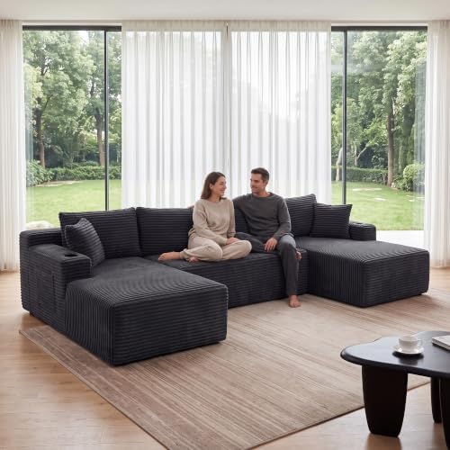125" Modular Sectional Boneless Sofa Couch, Cloud U Shaped Couch - Image 3