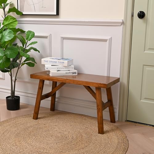 SwallowLiving Handcrafted Solid Wood Bench, Rustic Design, Natural Finish by SwallowLiving