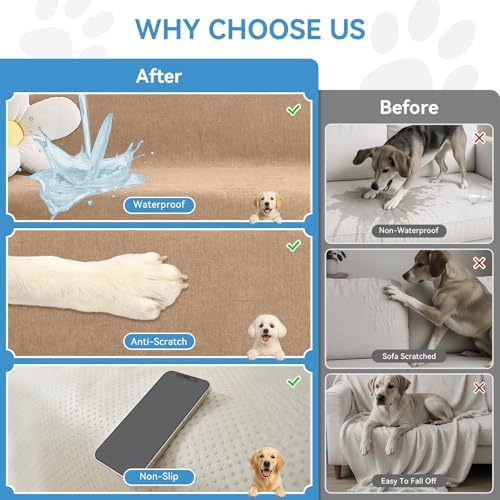 100% Waterproof Sectional Couch Covers, 2 Pieces L Shaped Sofa Cover - Image 4