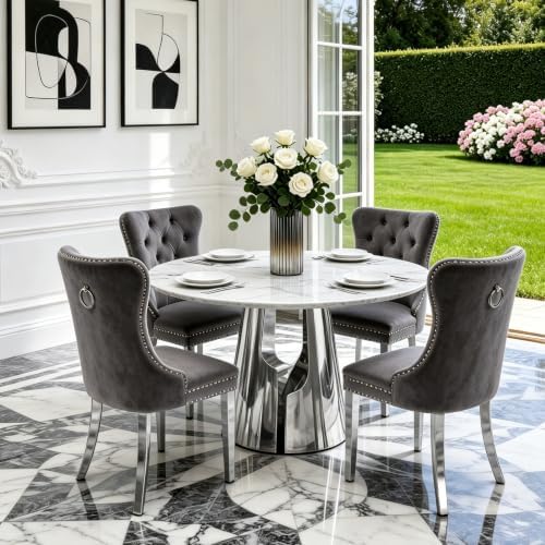 45” Round Dining Table Set For 4, Kitchen Table by Unknown