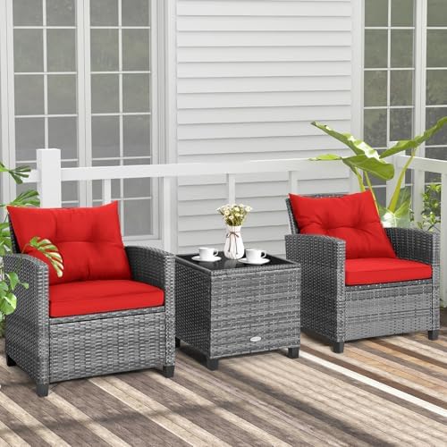 COSTWAY 3PCS Wicker Patio Furniture Set - Image 2