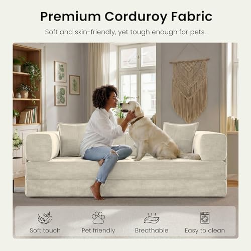 78.8" Convertible Futon Sofa Bed, Boneless Couch - Image 6