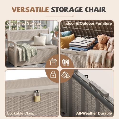 EFU Outdoor Bench Storage Deck BoxWaterproof Wicker - Image 6