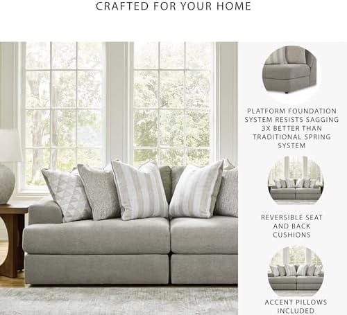 Signature Design by Ashley Deep Seat Modular Sectional Loveseat, Ash Gray - Image 4