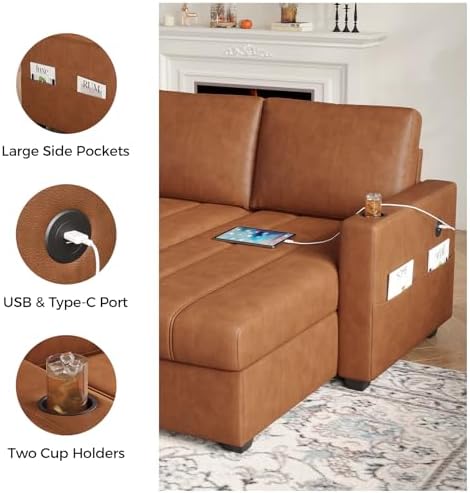 COPIAE 89 inch L-Shaped Sectional Sofa Sleeper - Image 6