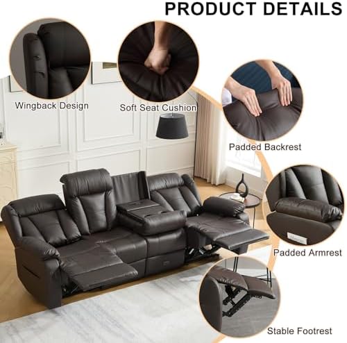 97.6" Reclining Sofa 4 Seater Recliner Couch - Image 7