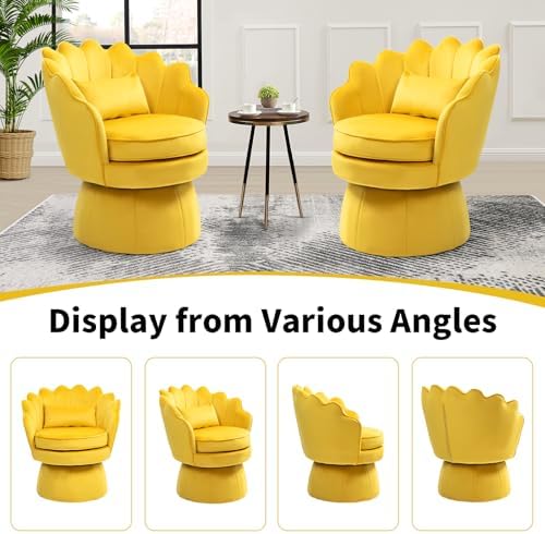 ZJhome 360° Swivel Accent Chairs Set of 2, Mid-Century Modern Velvet Barrel - Image 6