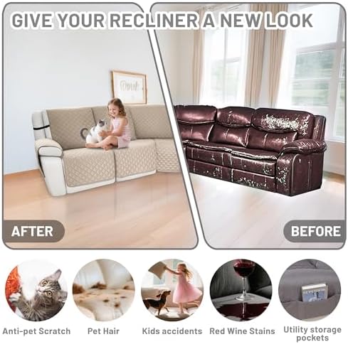 Waterproof Sectional Reclining Couch Covers L Shaped Recliner Sectional Sofa - Image 6