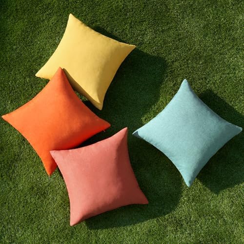 MIULEE Pack of 4 Decorative Outdoor Throw Pillow Covers Linen Waterproof Pillow - Image 4