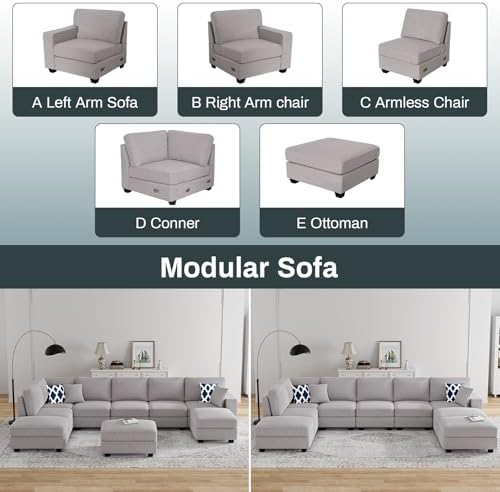 Legend Vansen Oversized Modular Sectional Sofa, U/L‑Shaped Reversible Couch - Image 6