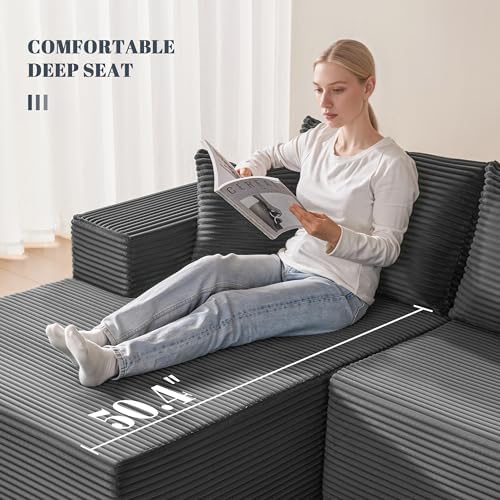Mangodan 140” Cloud Sectional Couch, Modular Sectional Sofa - Image 5
