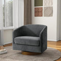Pia Ricco Oversized Chenille 360° Swivel Barrel Accent Chair Gray by PiaRicco