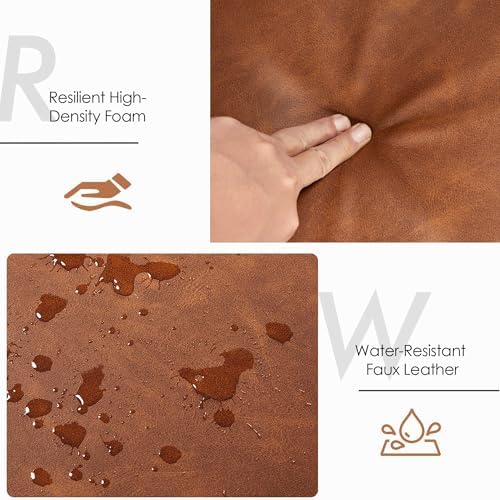 Yaheetech Faux Leather Living Room Accent Chairs, Retro Brown - Image 5