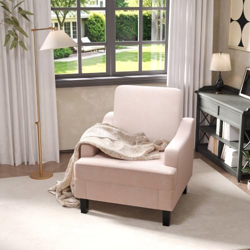 Garvee Pink Comfy Accent Chair, Upholstered Armchair - Image 2