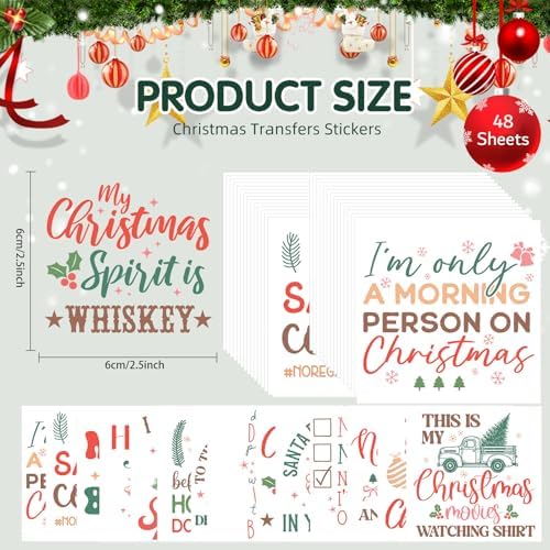 ZMRU 48 Sheets Vintage Christmas Rub On Transfers - Image 2