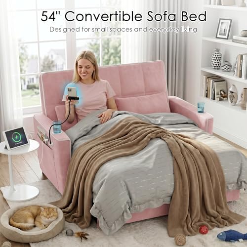 54'' Sleeper Sofa, Convertible Sofa Bed - Image 3