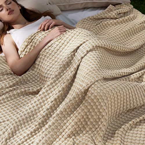 Bedsure Cooling Waffle Blanket for Hot Sleepers, Warm Taupe by BEDSURE