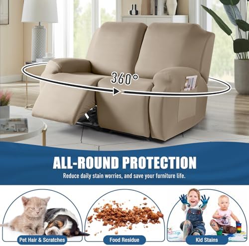TAOCOCO Recliner Loveseat Slipcover, 2 Pieces Polyester Fabric Stretch Sofa - Image 3